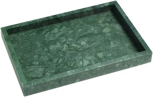 Black Marble Serving Tray with Malachite Vine Borders Traditional Oil-rubbed High Lustre Polish