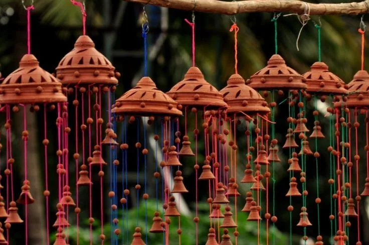 Terracotta Traditional Temple Bell String Wall Chime Traditional Oil-rubbed High Lustre Polish