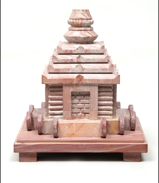 Sandstone Miniature Temple Shrine Facade Home Altar Handpainted Finish using Organic Vegetable Dyes