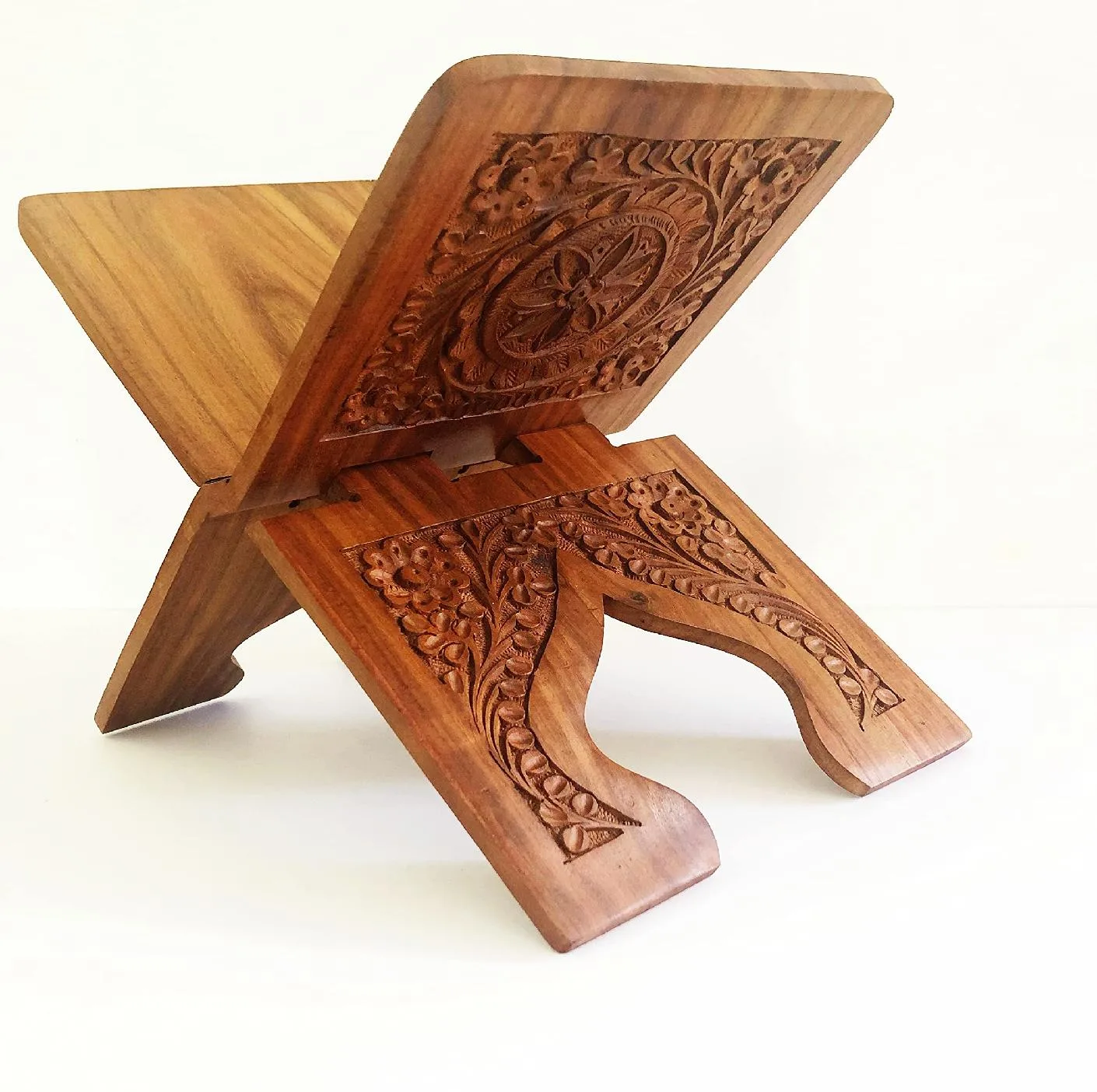 Teak Wood Vintage Book Rest Reclining Stand Traditional Oil-rubbed High Lustre Polish