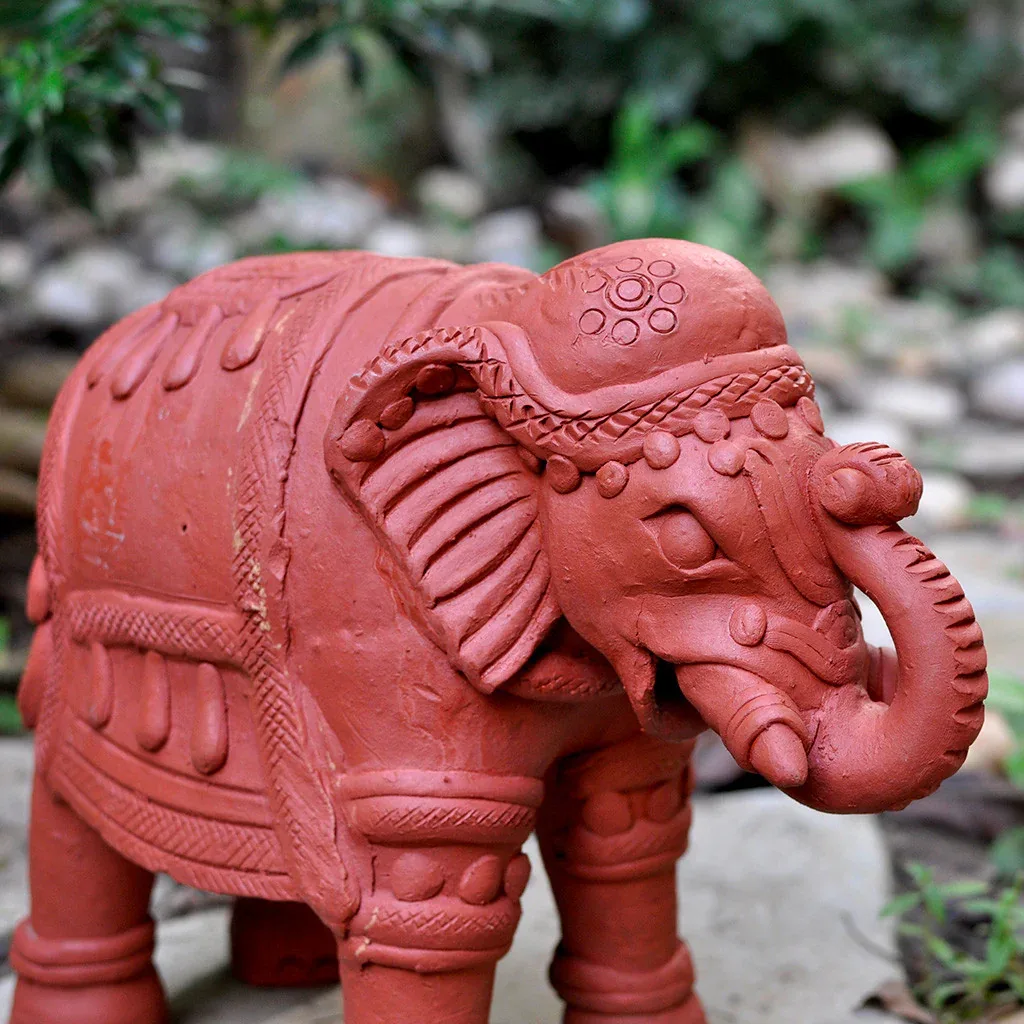 Gorakhpur Terracotta Multi-tiered Ornamental Elephant Statue Handpainted Finish using Organic Vegetable Dyes