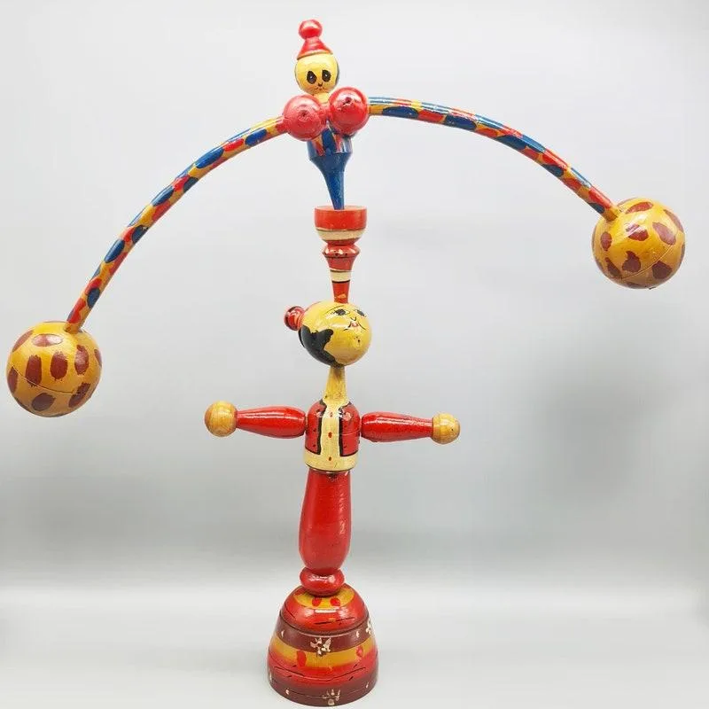 Hand-Turned Wooden Balancing Acrobat Toy Traditional Oil-rubbed High Lustre Polish