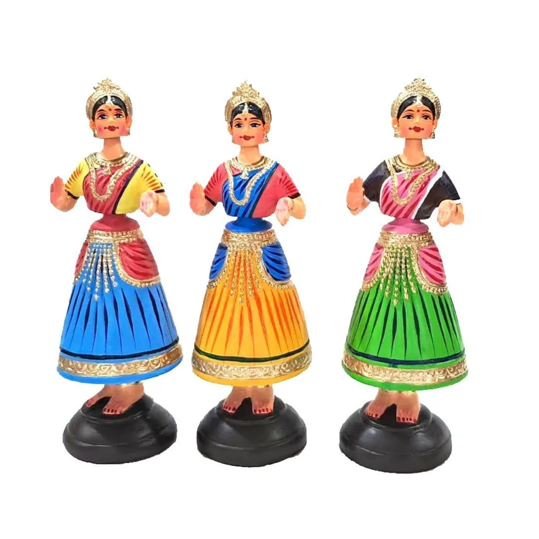 Kondapalli Dancing Doll Tatu Shakhti Wobble Toy Handpainted Finish using Organic Vegetable Dyes