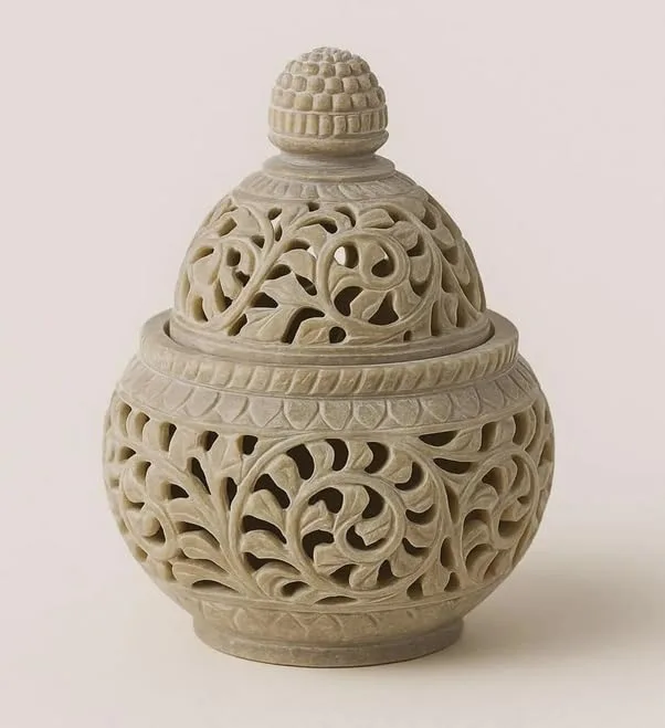 Jaisalmer Yellow Sandstone Jali Pattern Candle Holder Traditional Oil-rubbed High Lustre Polish